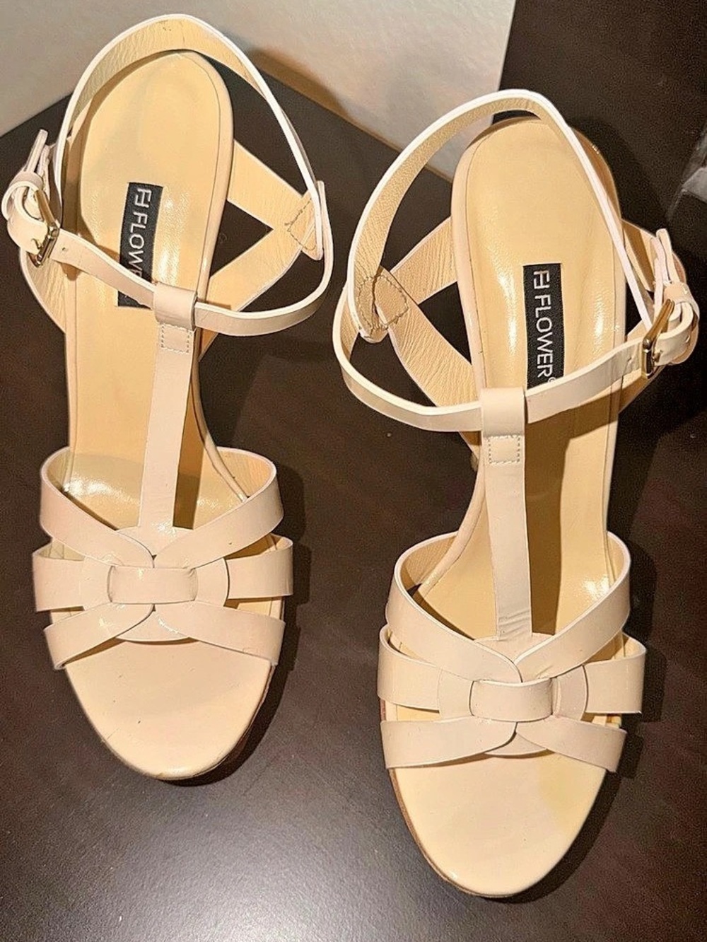 Strappy Platform Heels in Cream Size EU 40
